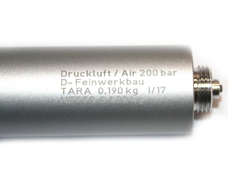 compressed air cylinder for Feinwerkbau air pistol silver long