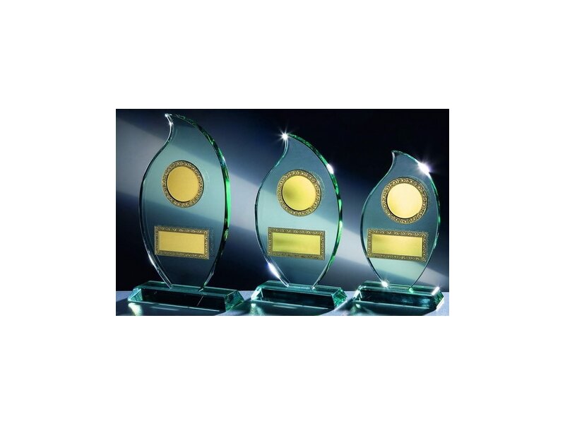 JADE Glass Trophy Flamme with Metallfassung