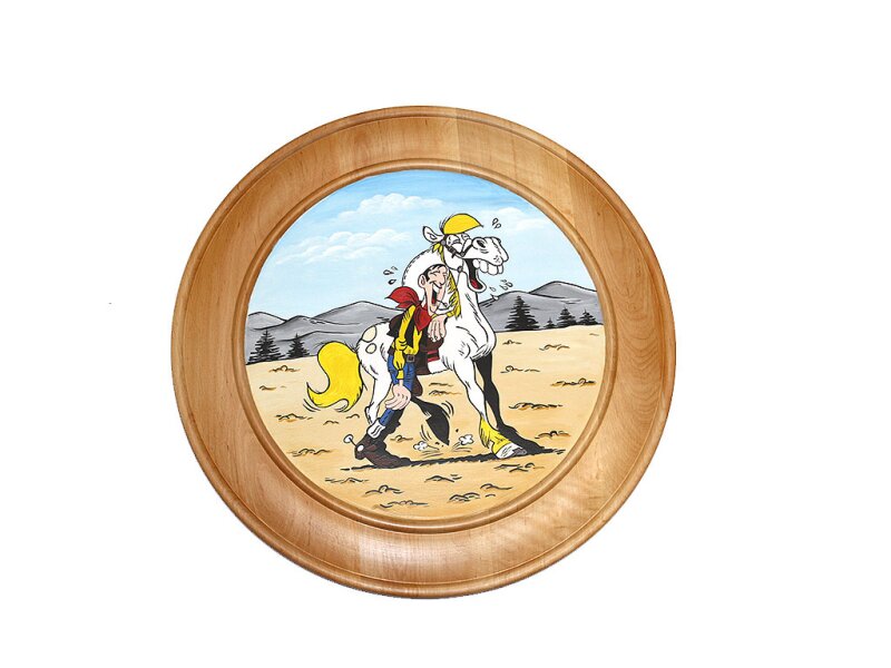 Schützenscheibe 50 cm handbemalt, Lucky Luke lachend