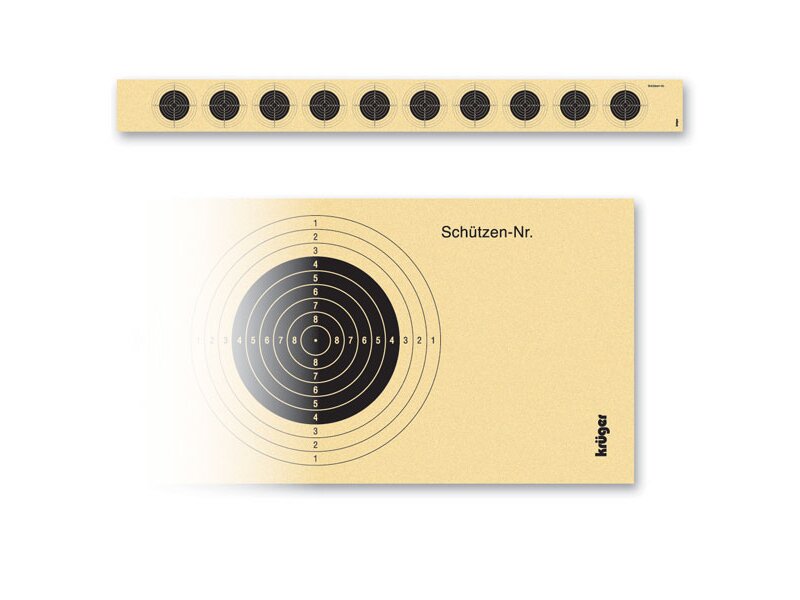 Krüger 10 target strip, black, numbered, 250 pieces