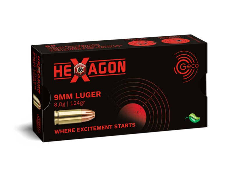 Geco 9mm Luger Hexagon 124grs -  50 Schu